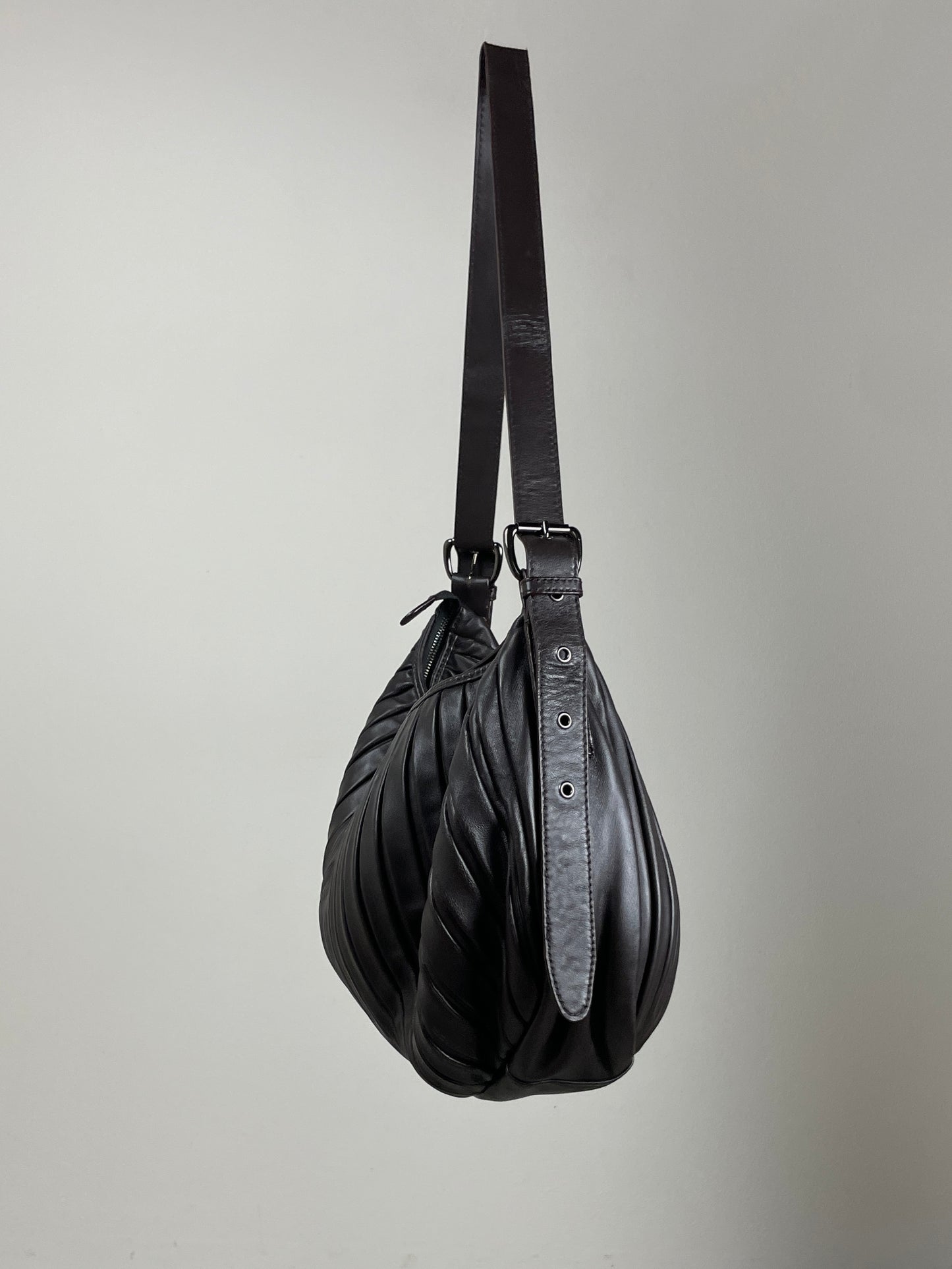 Maxi bag in vera pelle marrone