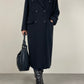 Cappotto a doppiopetto in lana, cashmere e ancora blu scuro