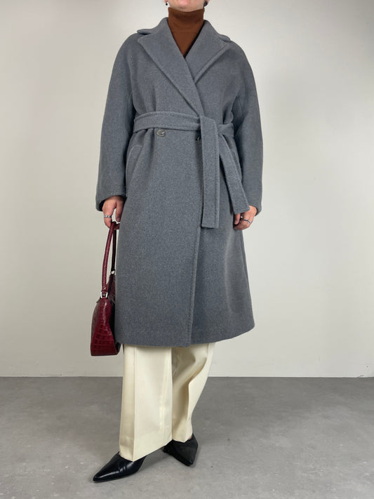 Cappotto in beaver di pura lana vergine color grigio