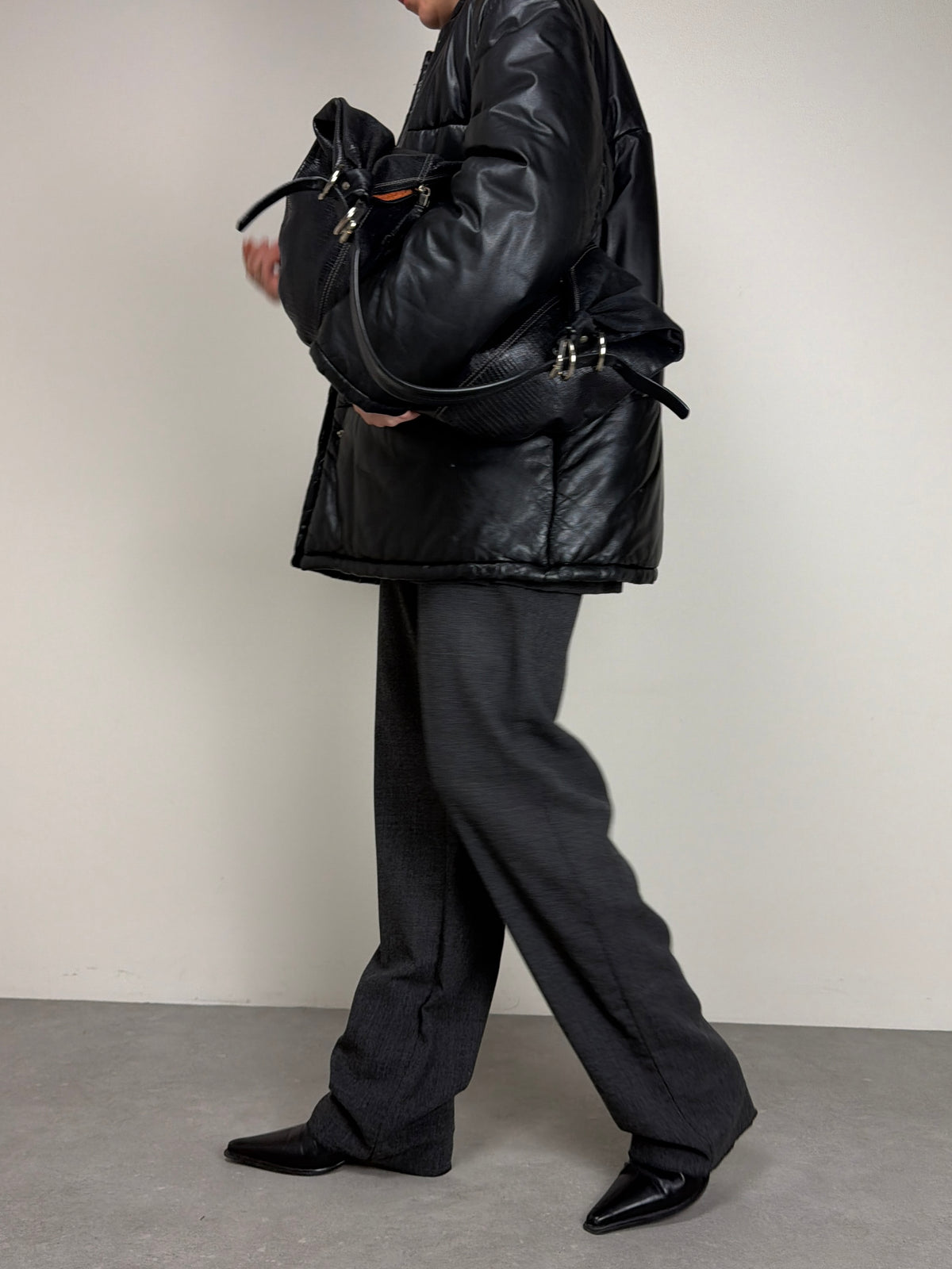 Piumino vintage in vera pelle