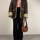 Shearling vintage made in Italy marrone con pelo beige