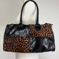 Bauletto in pelle verniciata e cavallino leopardato