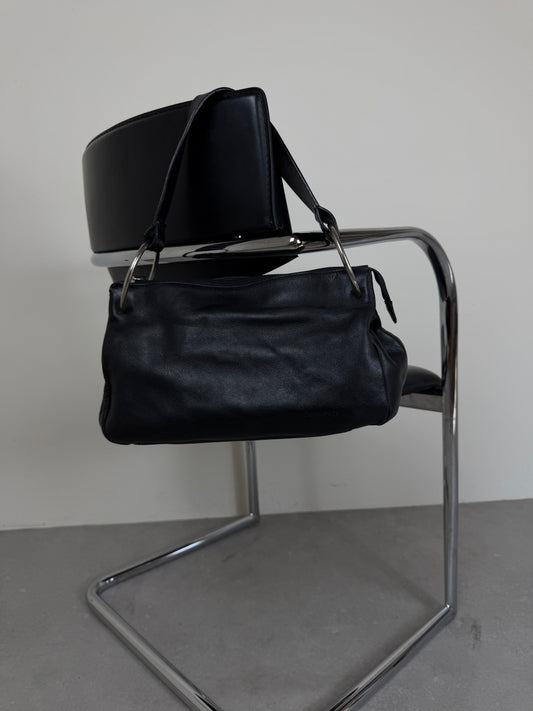 Shoulder bag in vera pelle con anelli