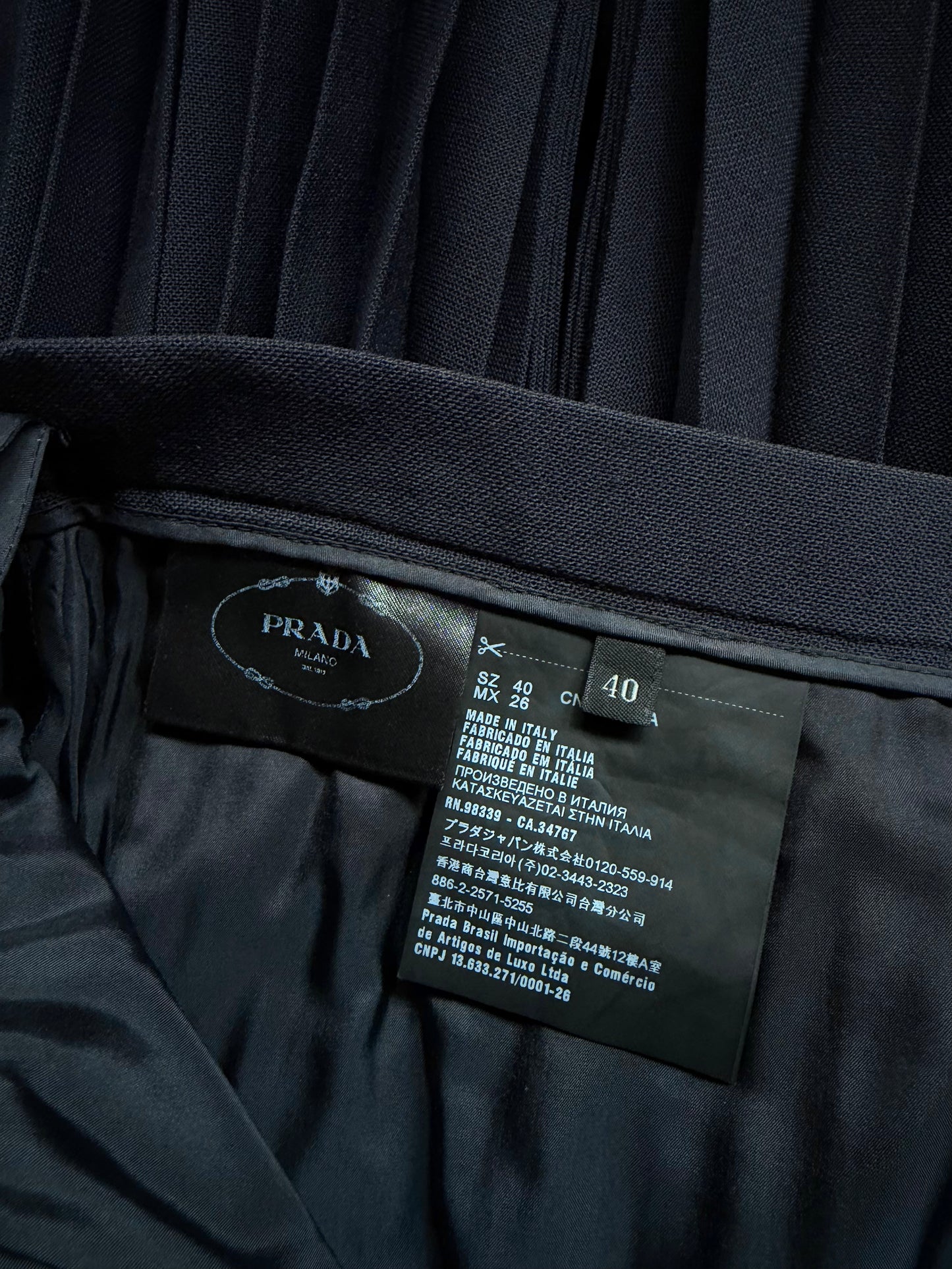 PRADA gonna plissettata color blu