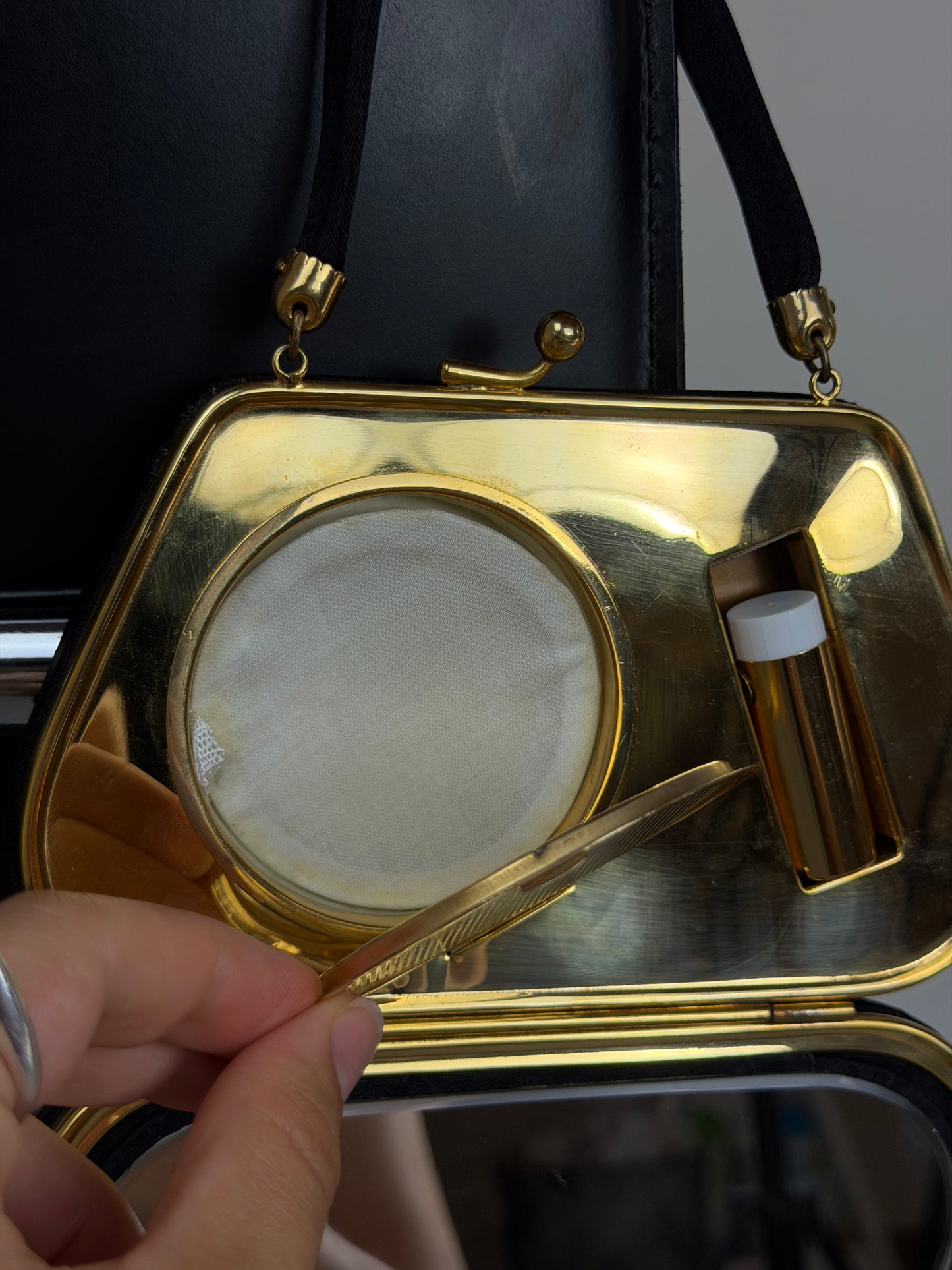 Vanity bag vintage anni '60 con porta trucchi