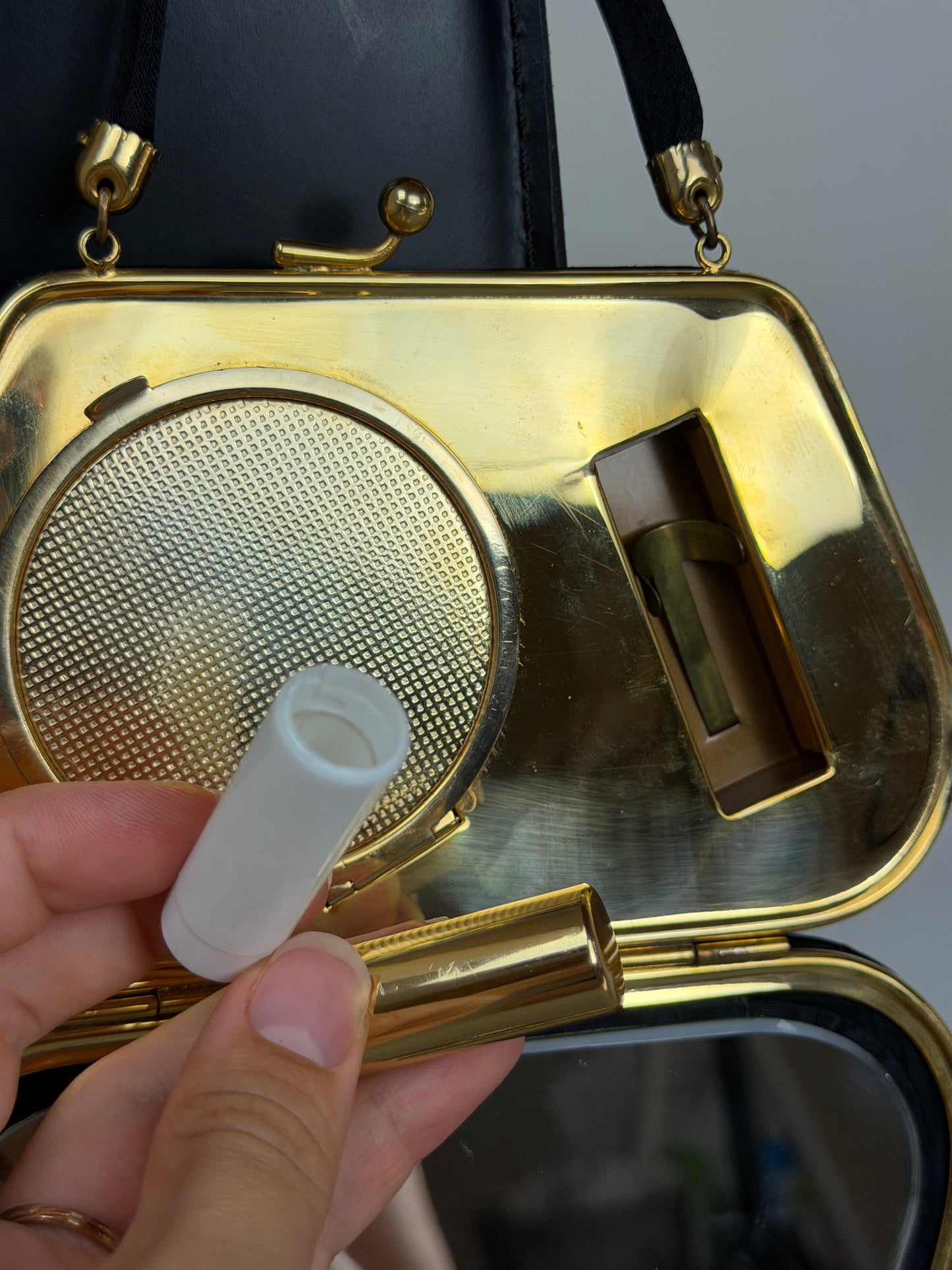 Vanity bag vintage anni '60 con porta trucchi