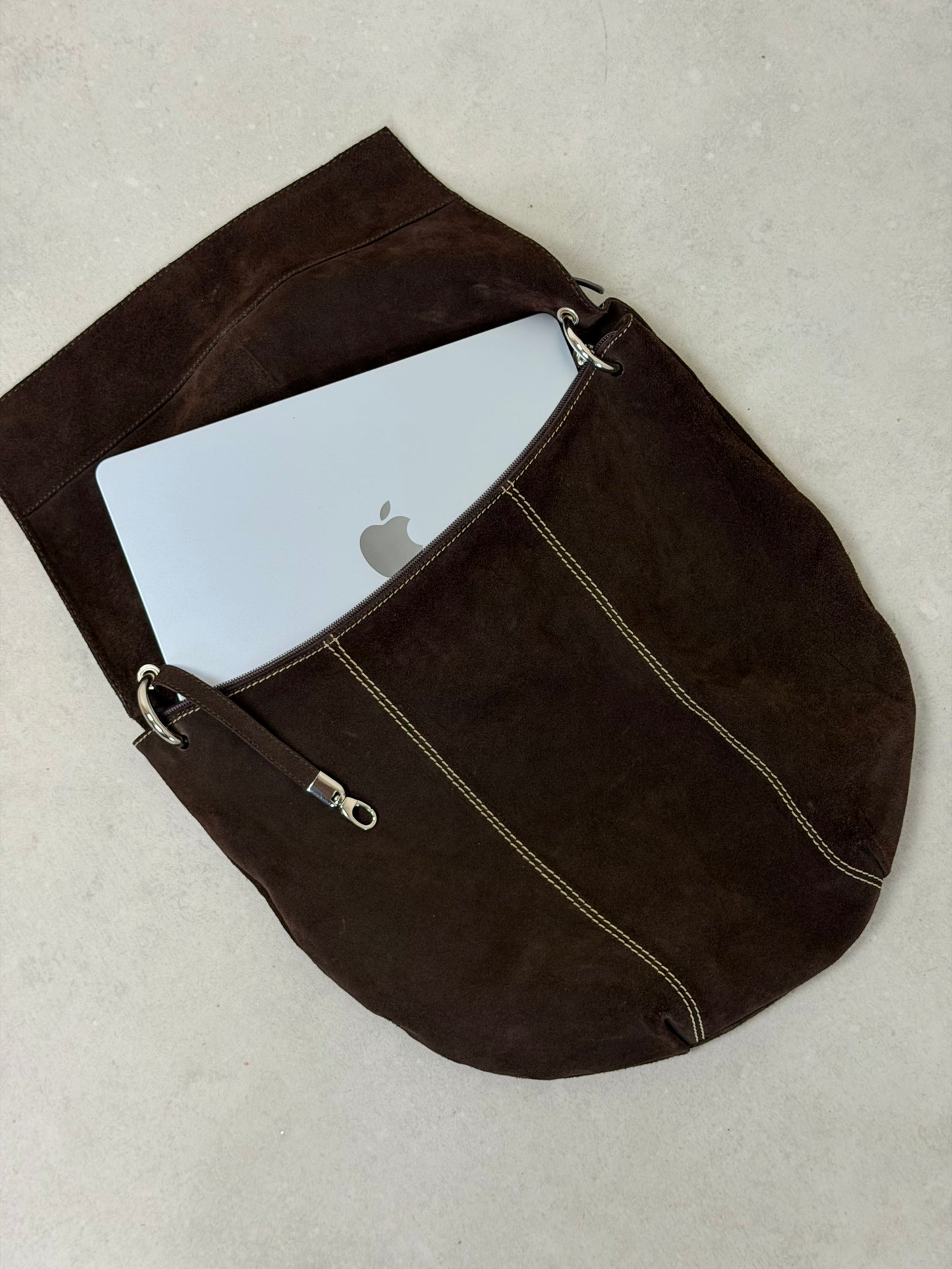 Maxi borsa in camoscio marrone