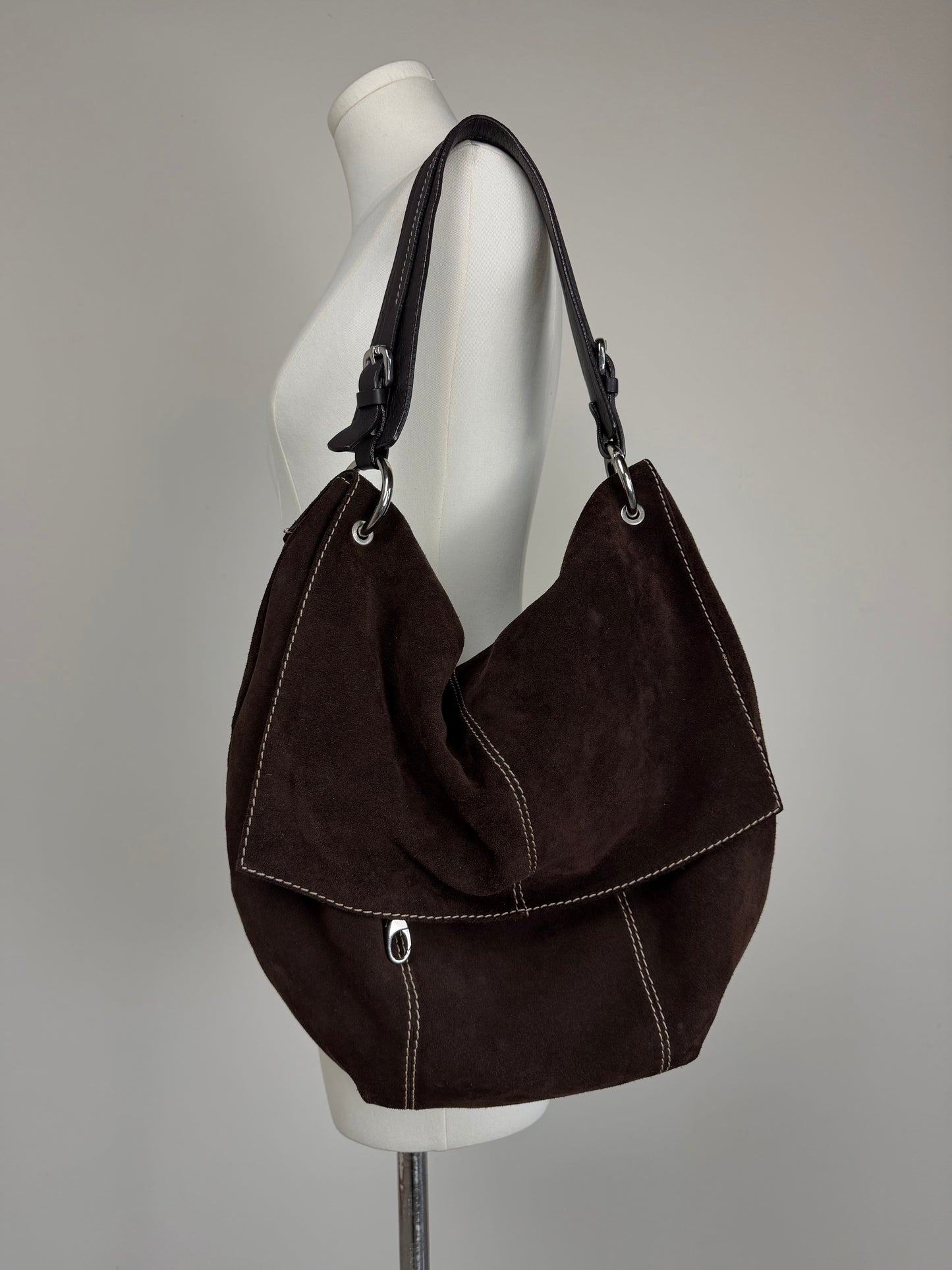 Maxi borsa in camoscio marrone