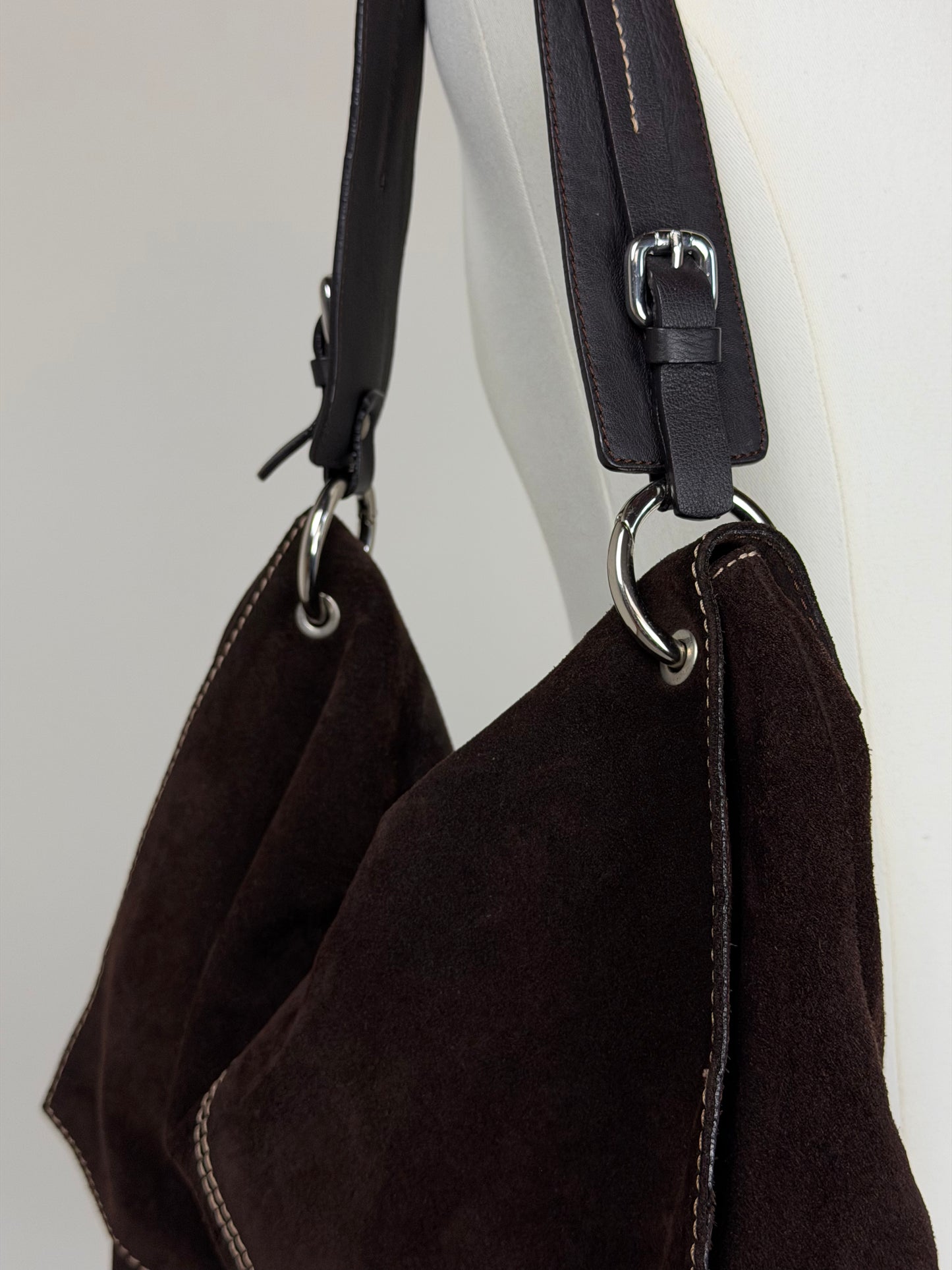 Maxi borsa in camoscio marrone