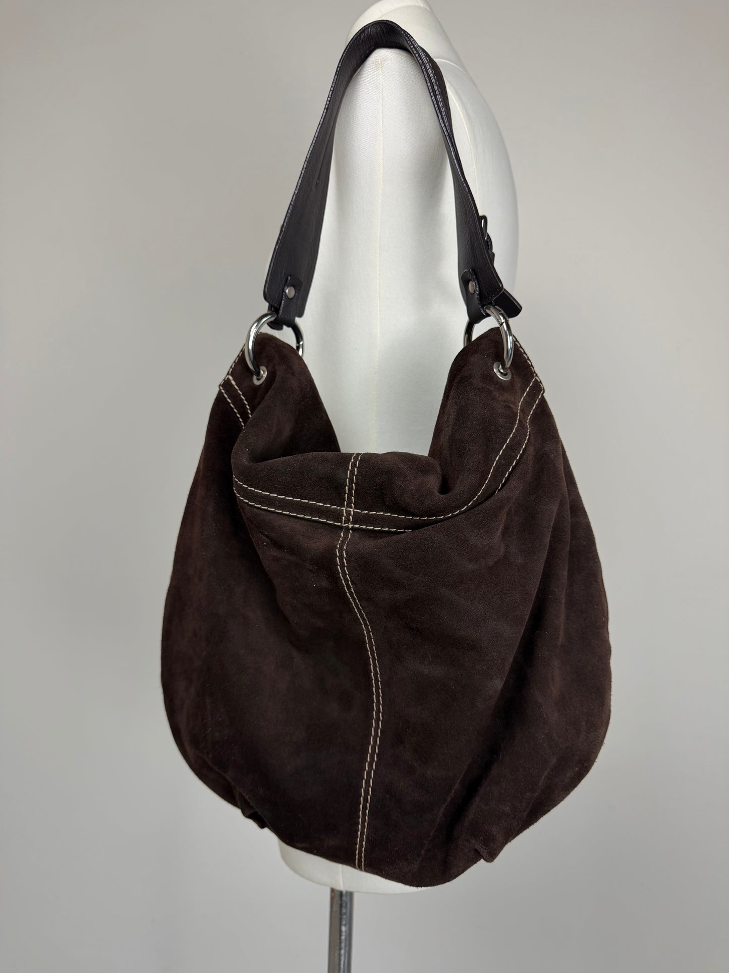 Maxi borsa in camoscio marrone