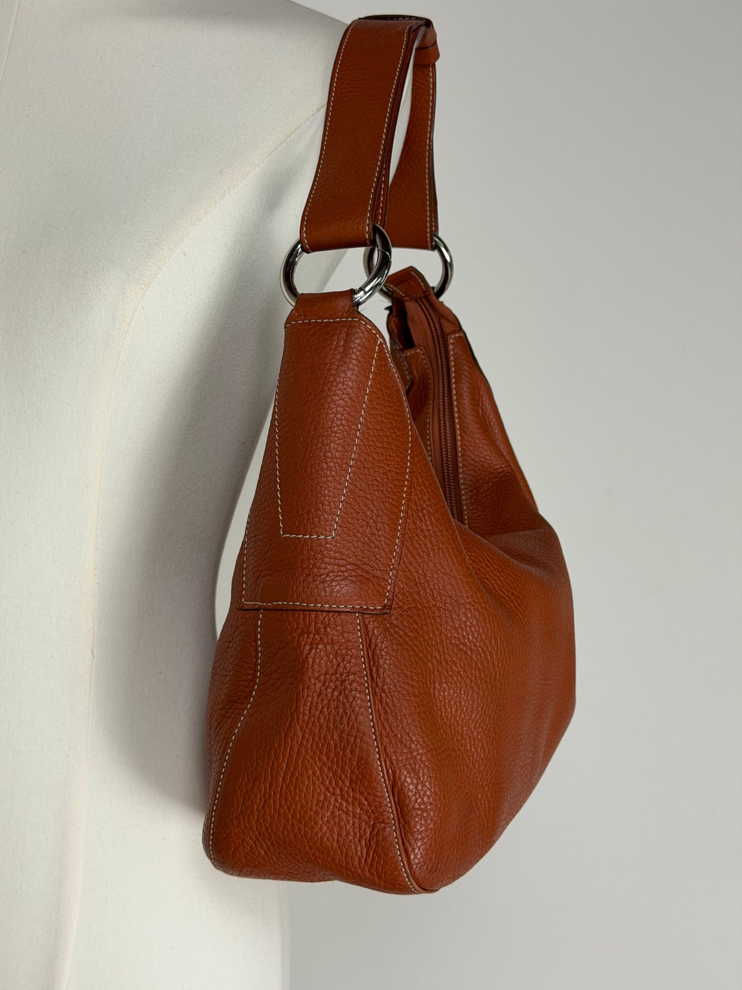 Borsa in vera pelle color caramello