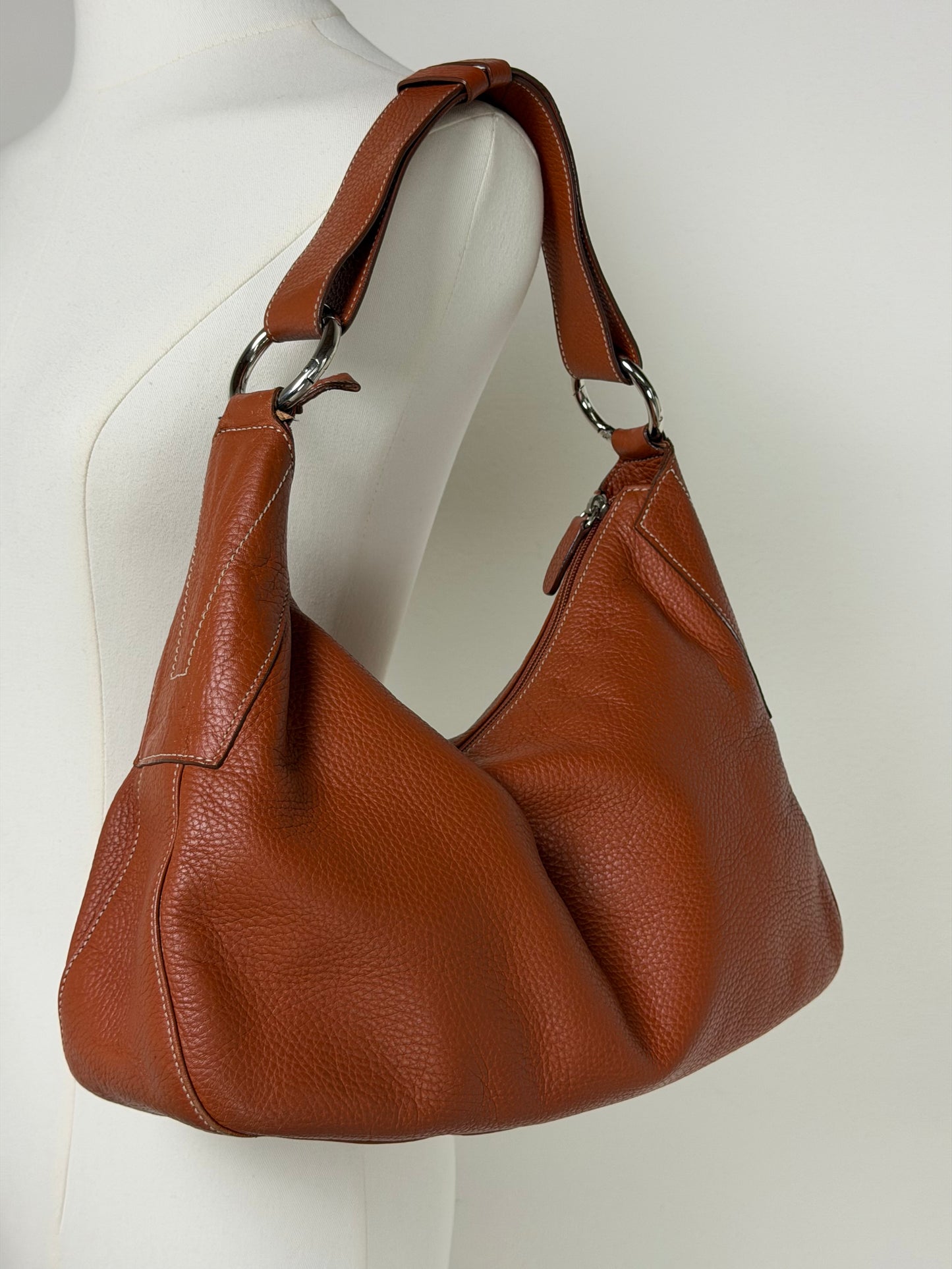 Borsa in vera pelle color caramello