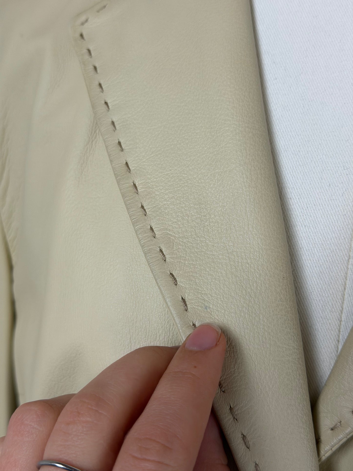 Blazer Made in Italy in vera pelle color burro
