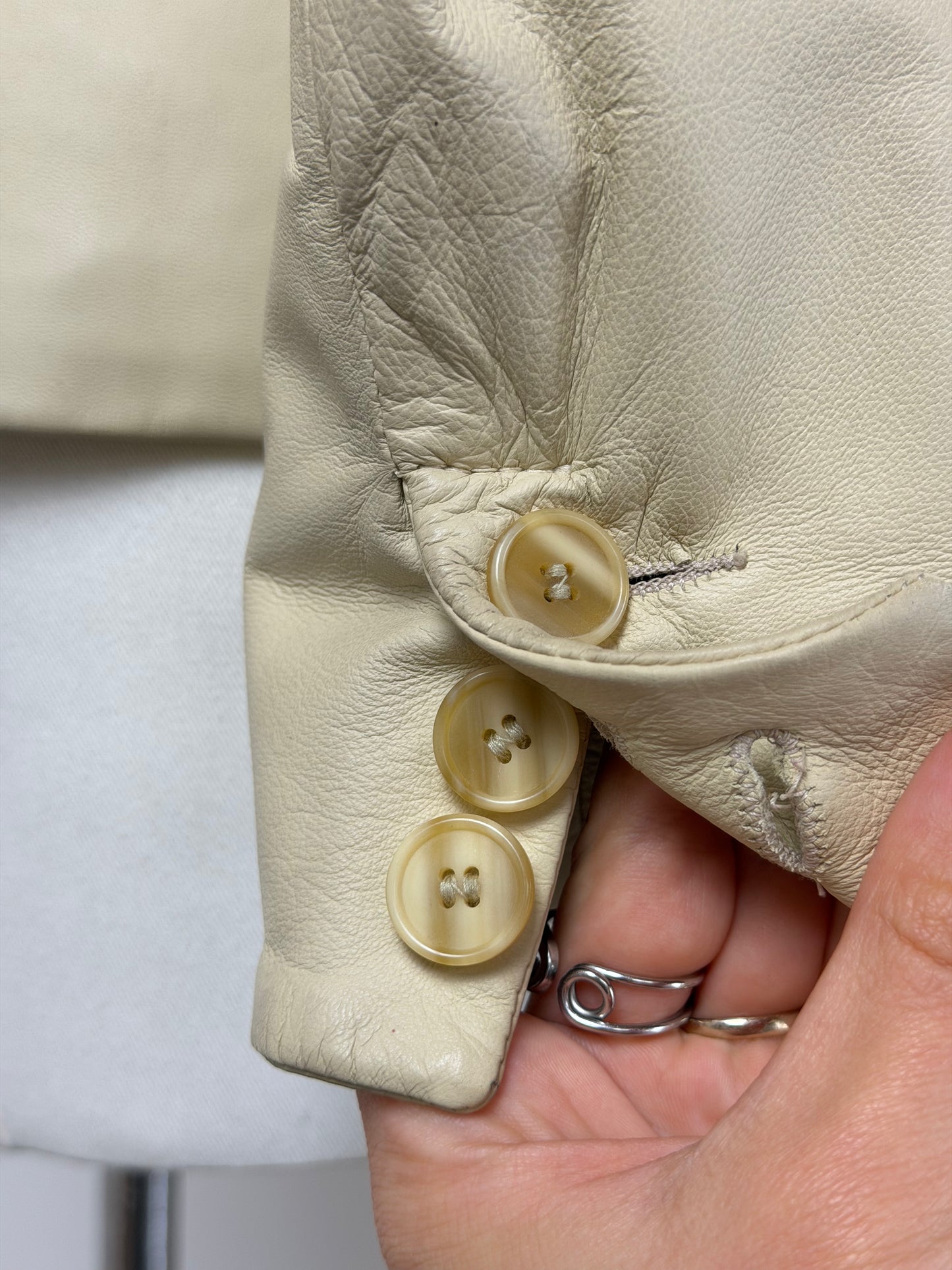 Blazer Made in Italy in vera pelle color burro