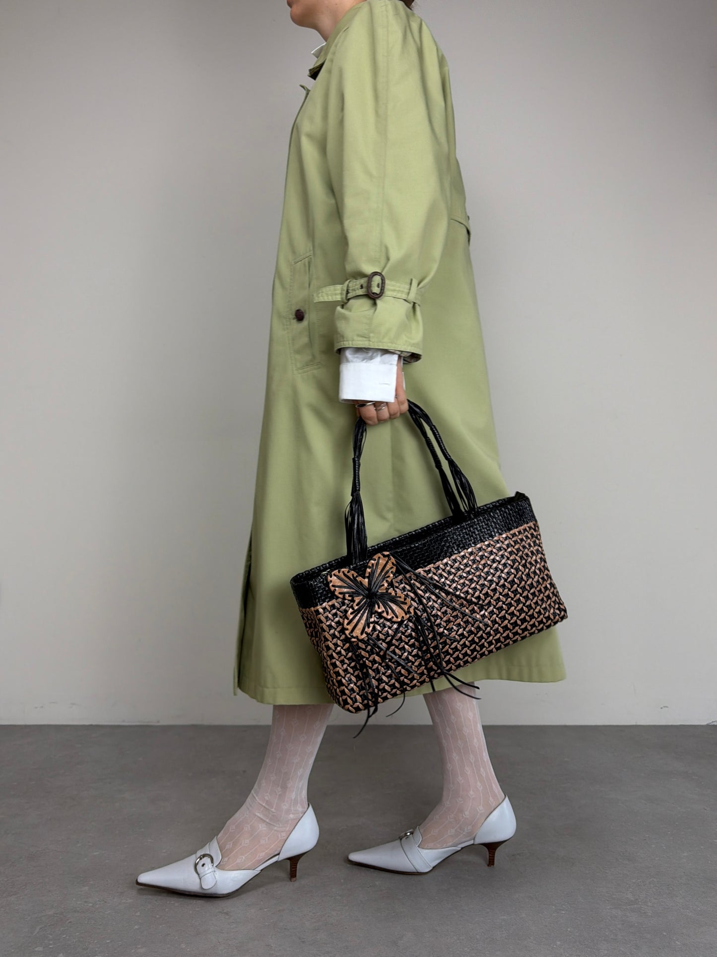 Borsa vintage in vera pelle intrecciata