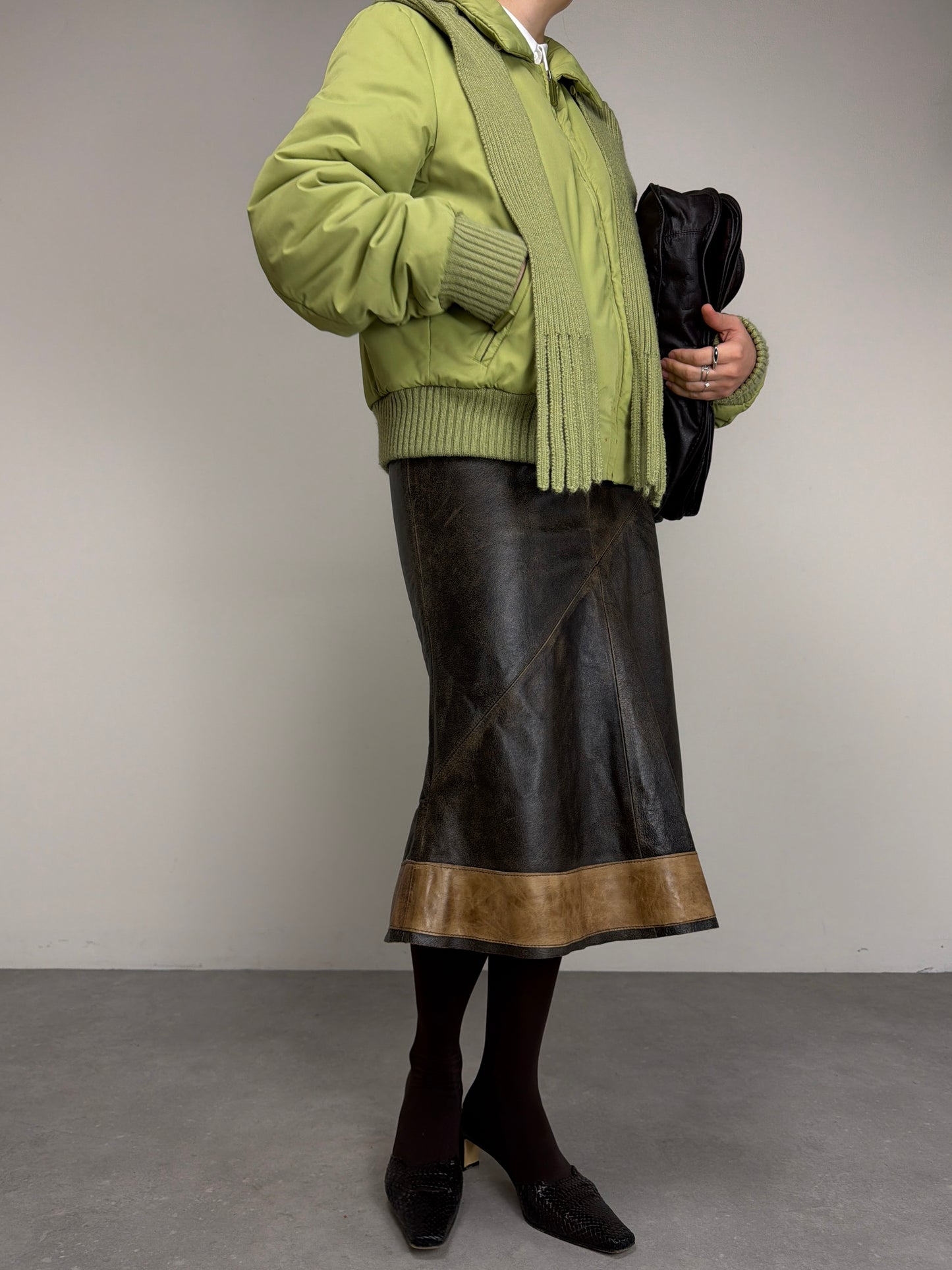 Piumino vintage con sciarpa integrata