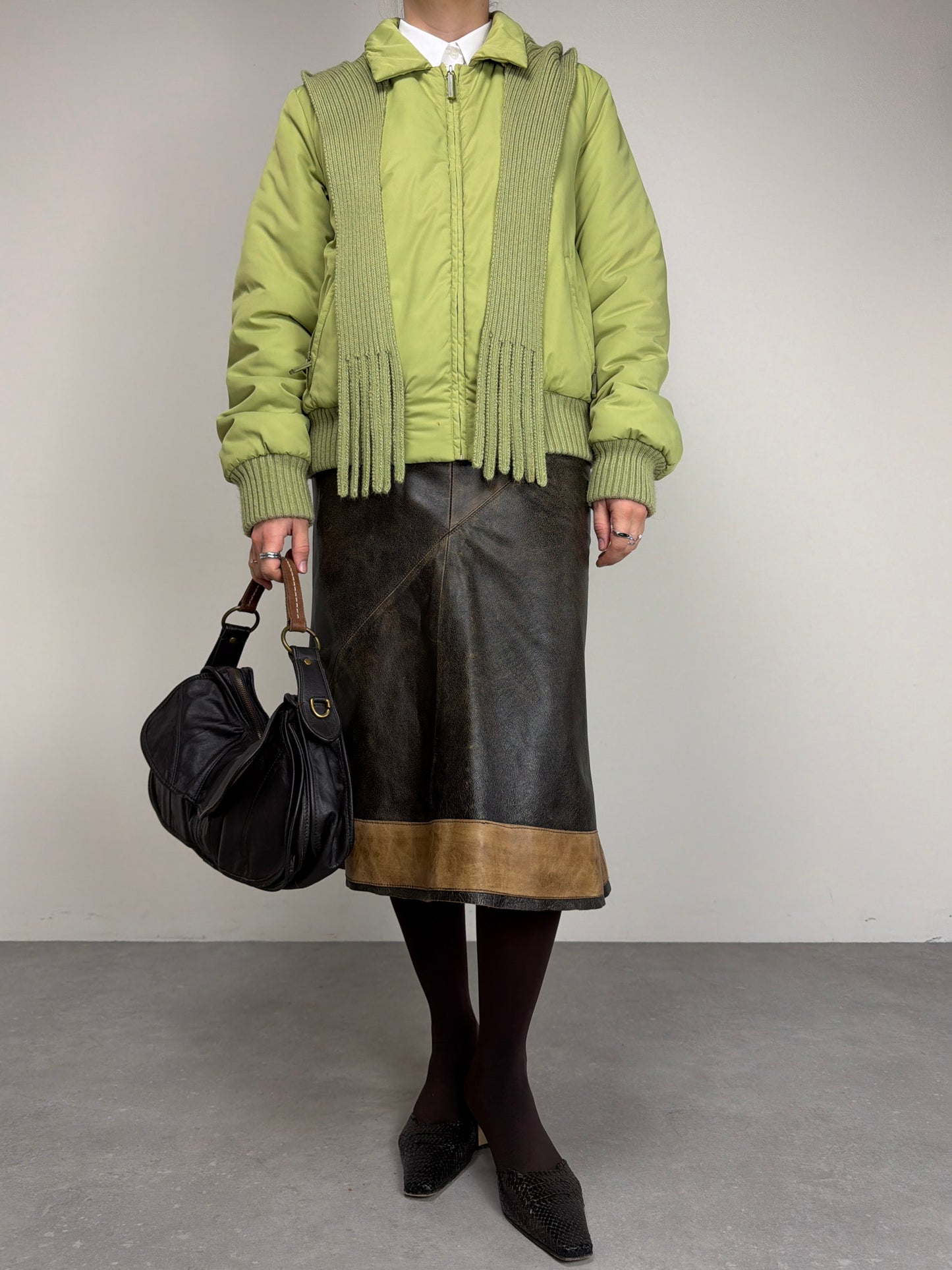 Piumino vintage con sciarpa integrata