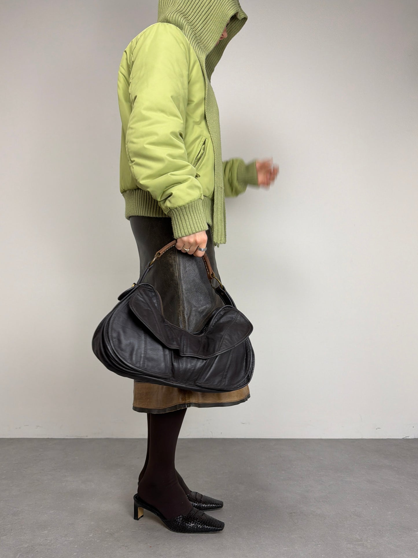 Piumino vintage con sciarpa integrata