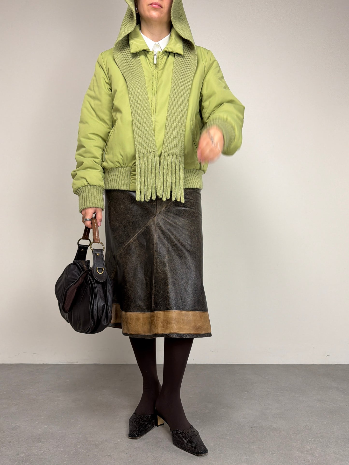 Piumino vintage con sciarpa integrata