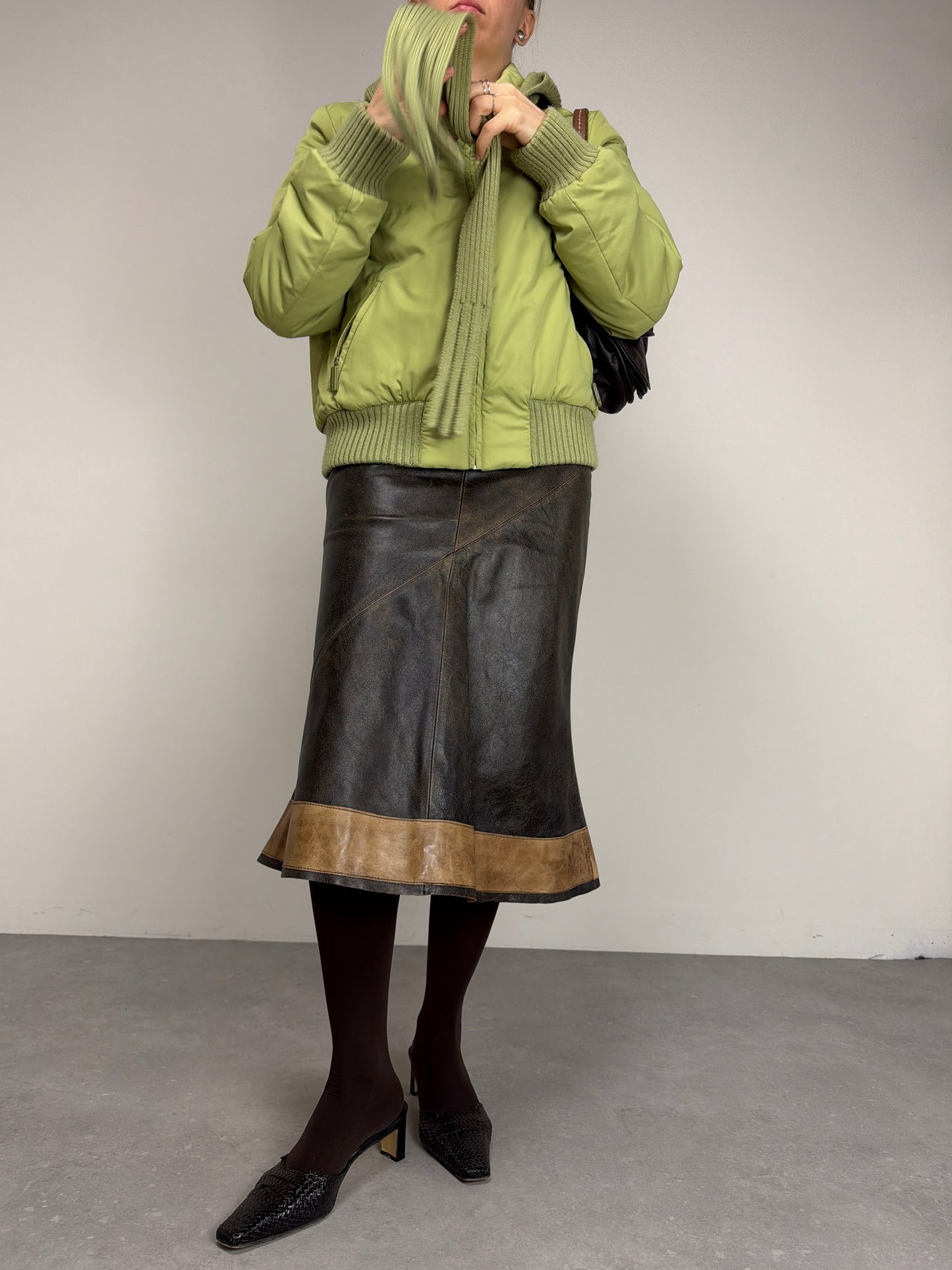 Piumino vintage con sciarpa integrata