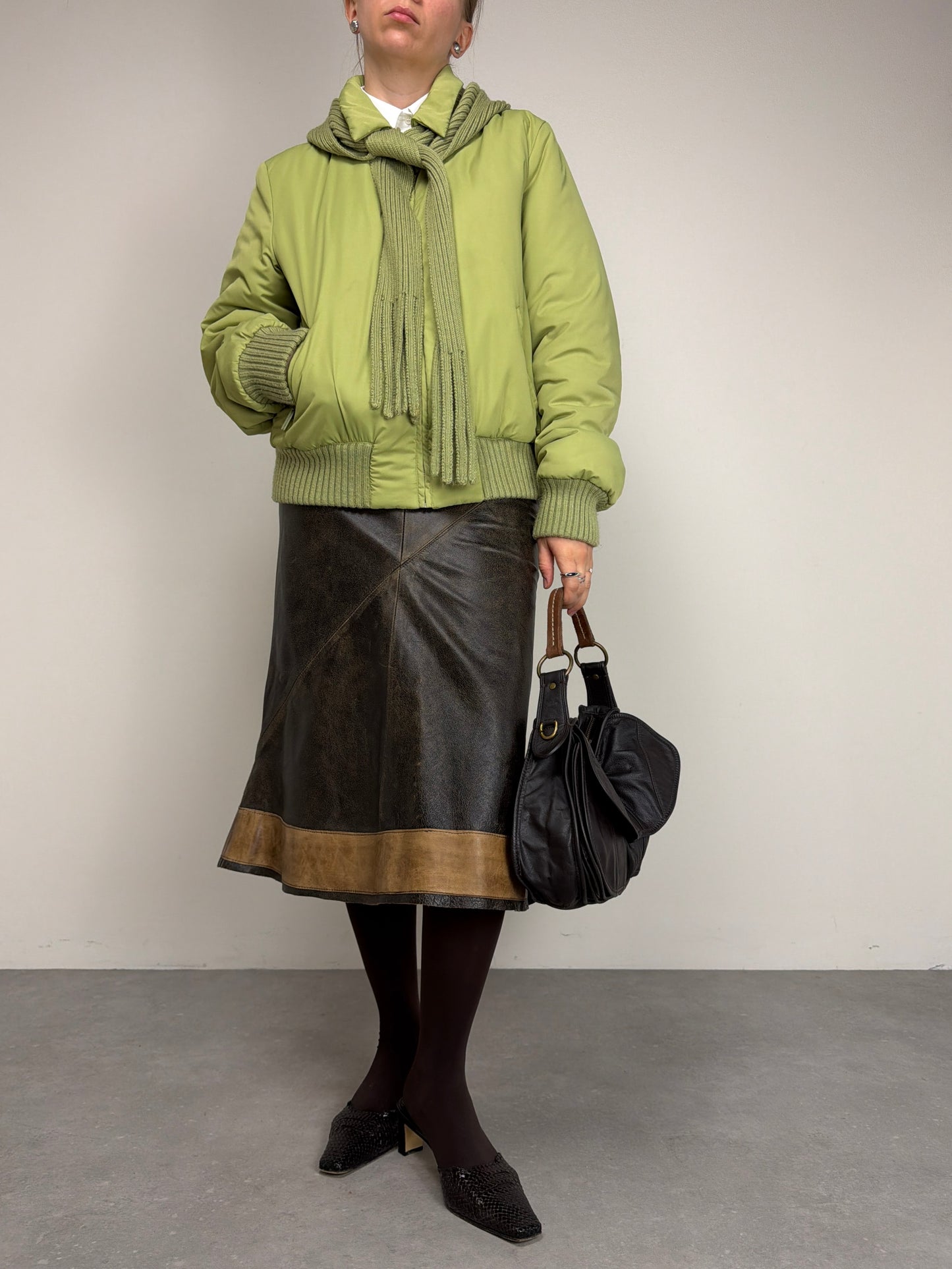 Piumino vintage con sciarpa integrata