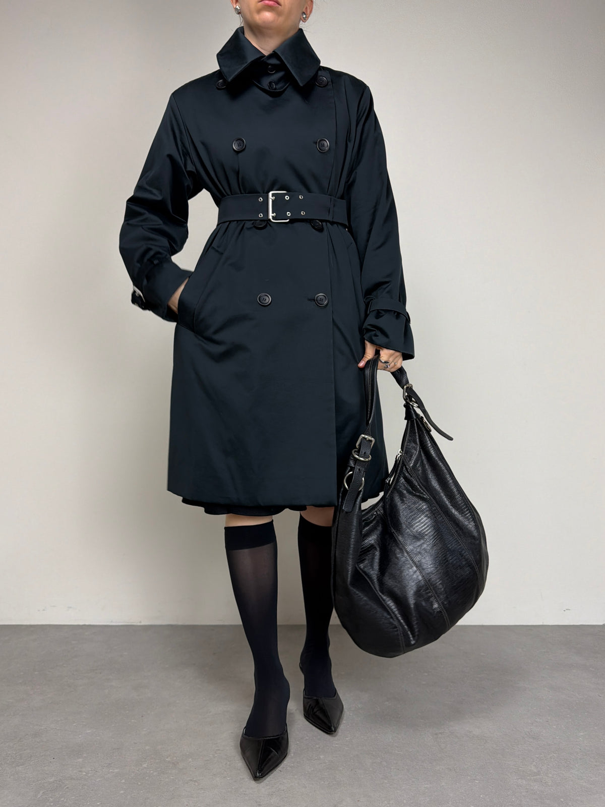 Trench Allegri blu con cintura