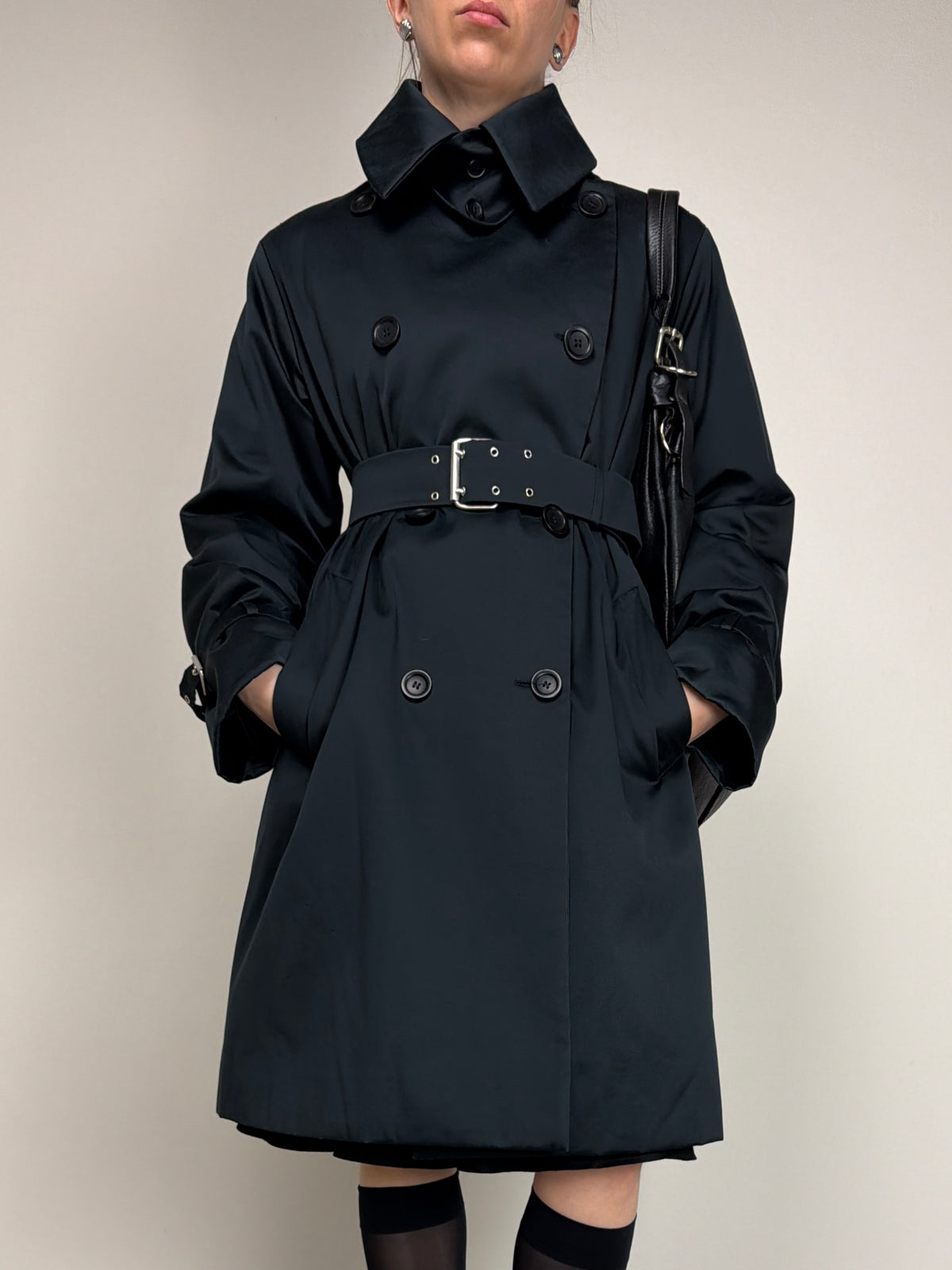 Trench Allegri blu con cintura