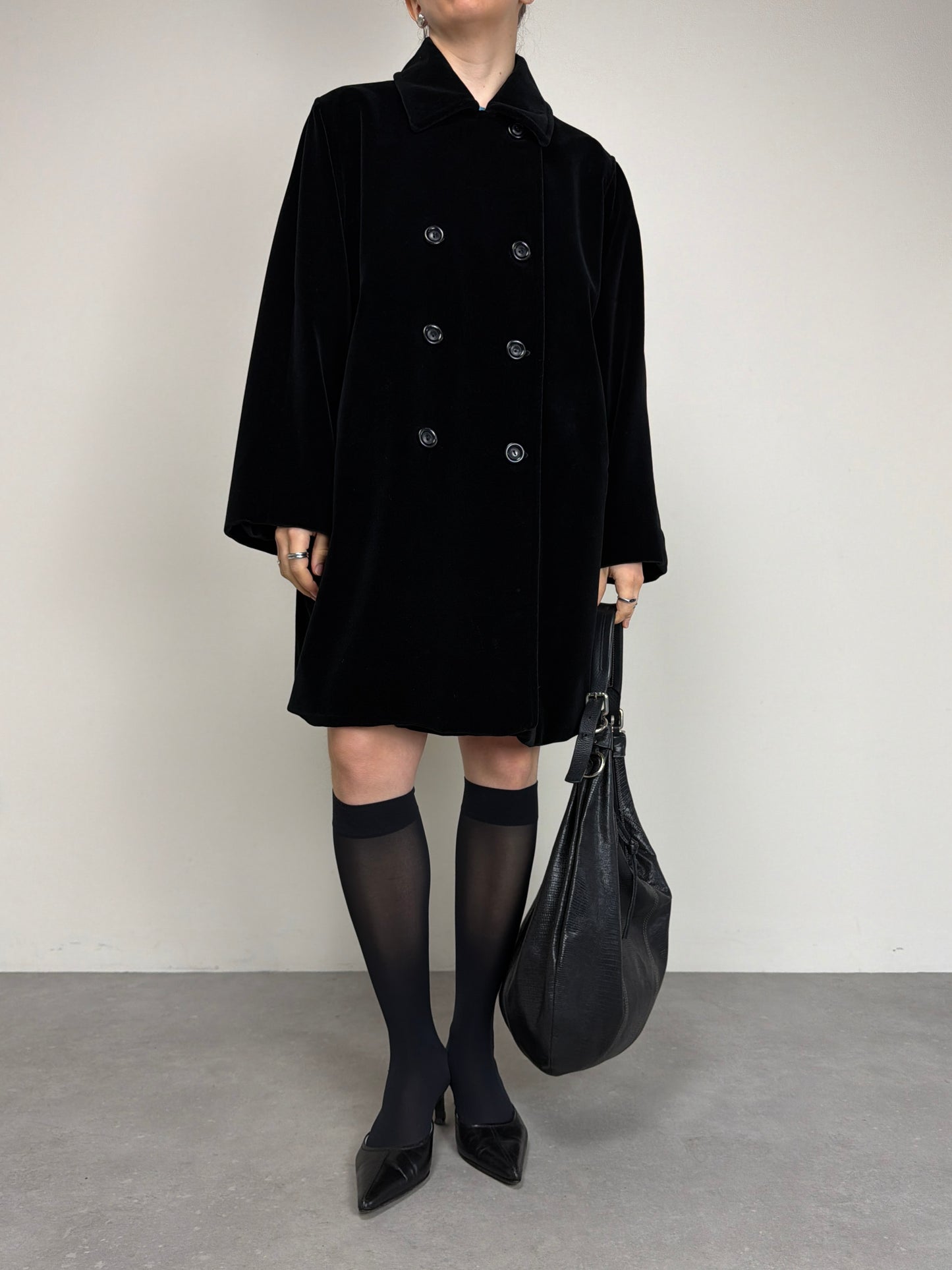 Giacca vintage in velluto di cotone nero