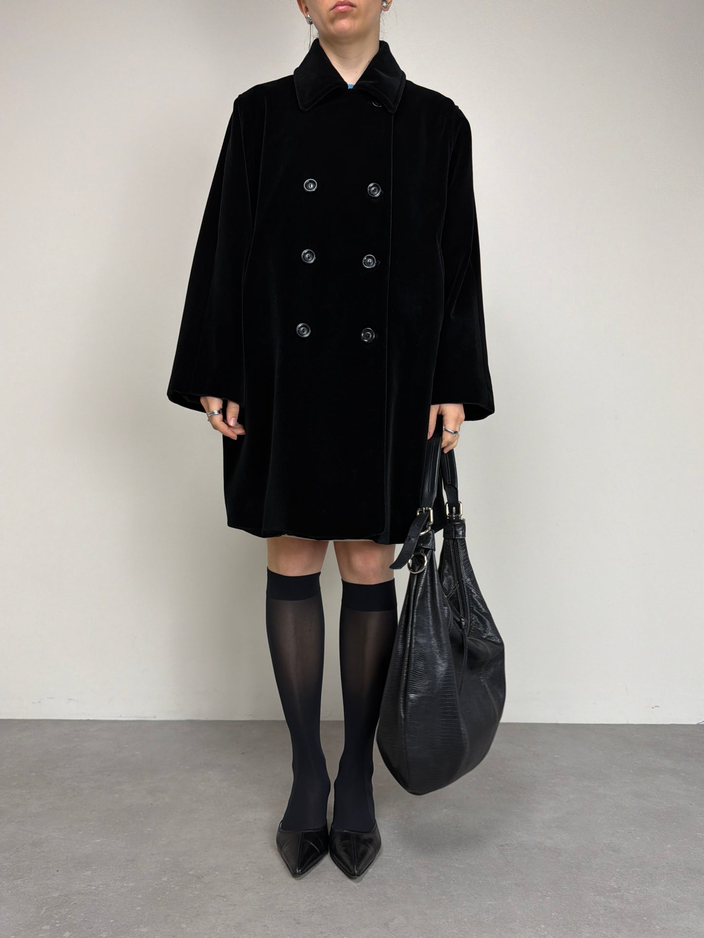 Giacca vintage in velluto di cotone nero