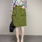 Gonna vintage verde oliva con tasconi