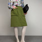 Gonna vintage verde oliva con tasconi