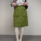 Gonna vintage verde oliva con tasconi