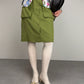 Gonna vintage verde oliva con tasconi