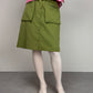 Gonna vintage verde oliva con tasconi