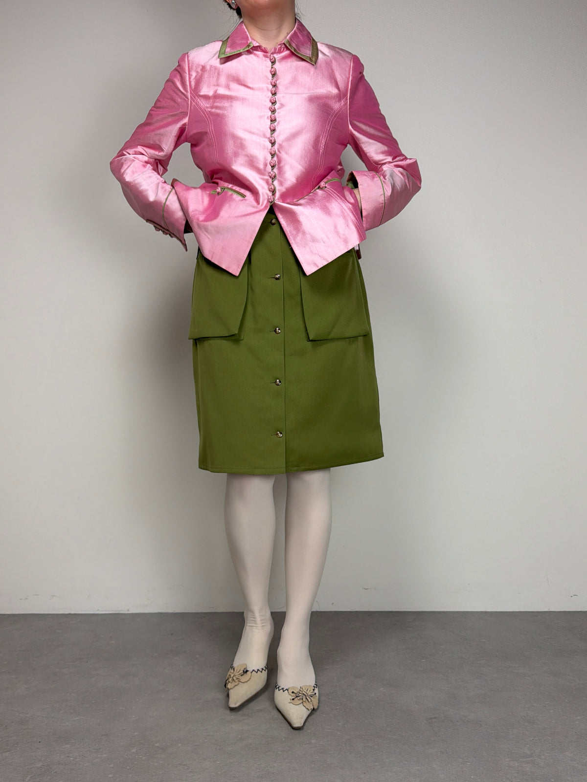 Giacchino in shantung di seta rosa