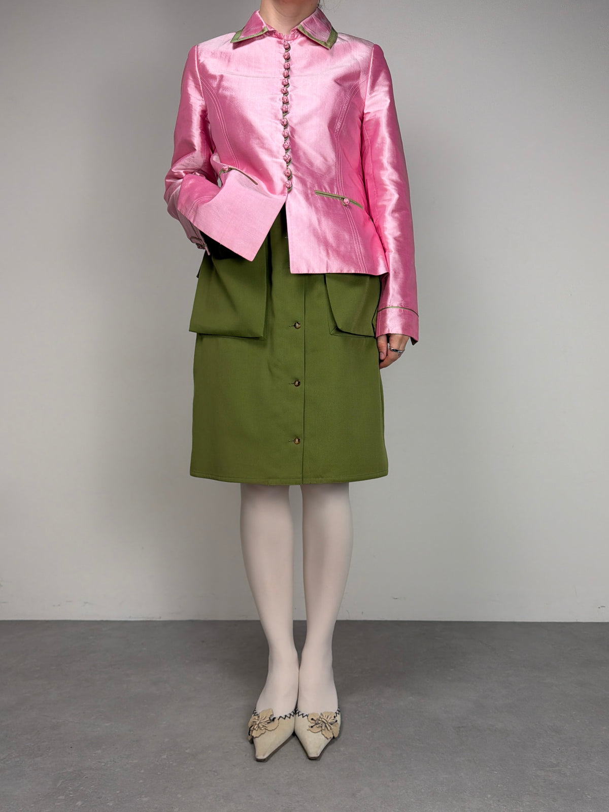 Giacchino in shantung di seta rosa