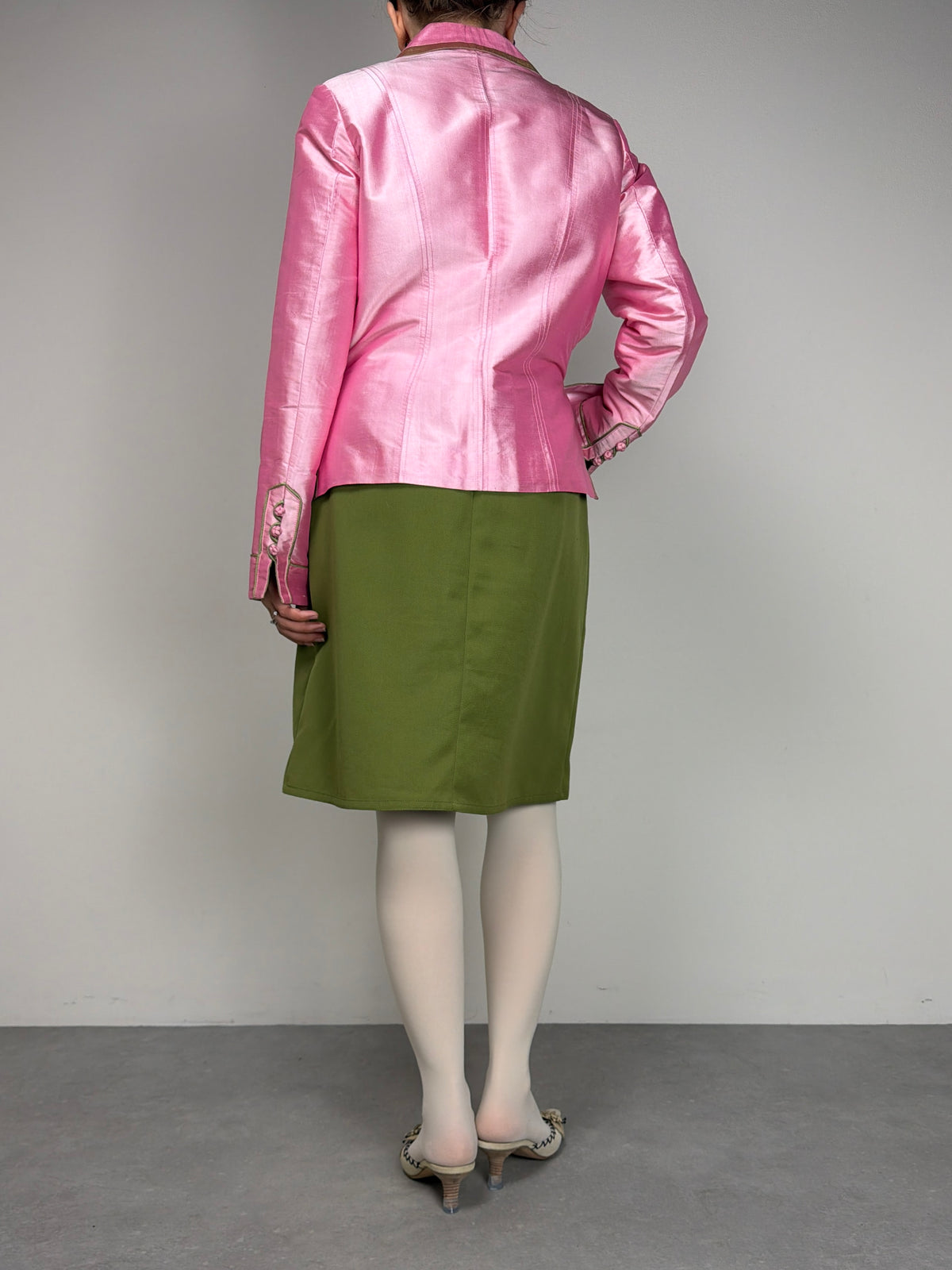 Giacchino in shantung di seta rosa