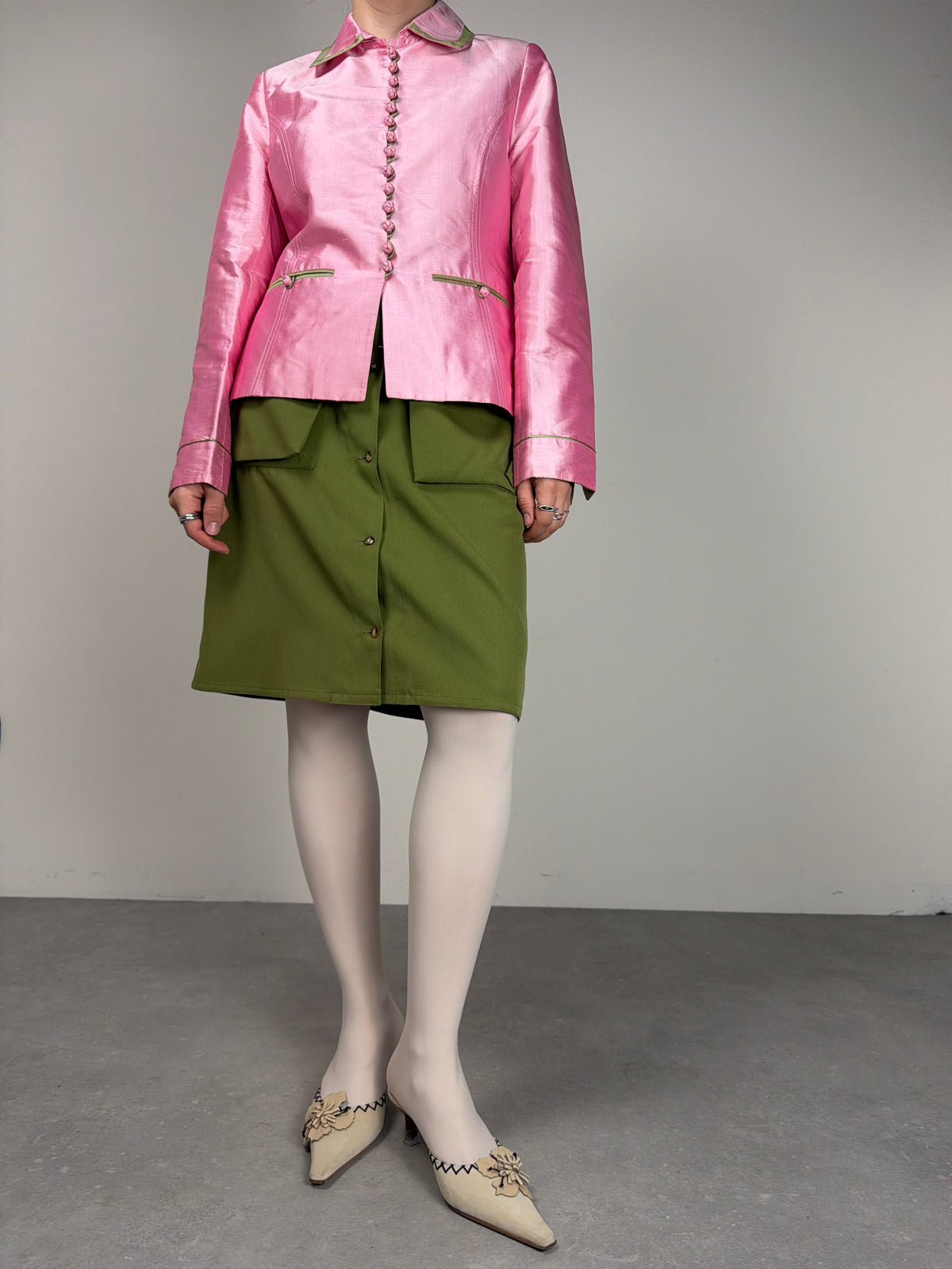 Giacchino in shantung di seta rosa