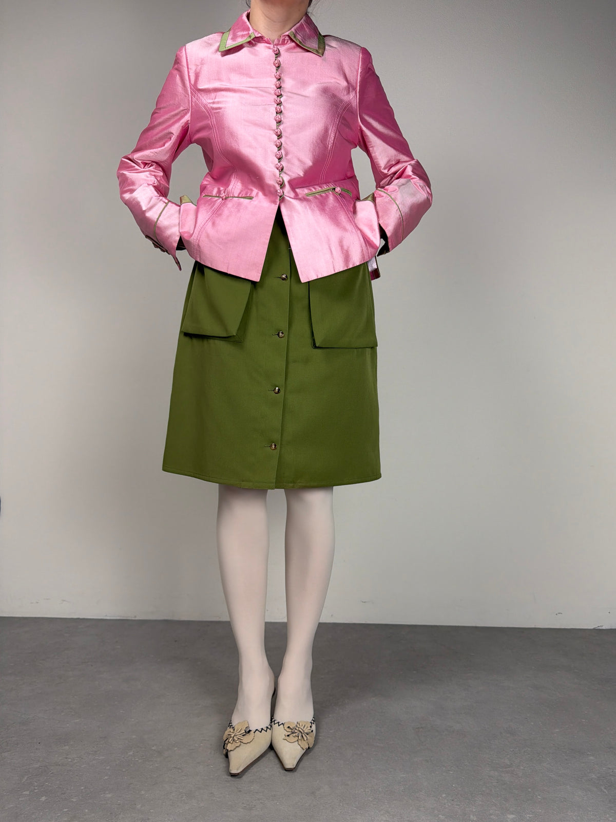 Giacchino in shantung di seta rosa