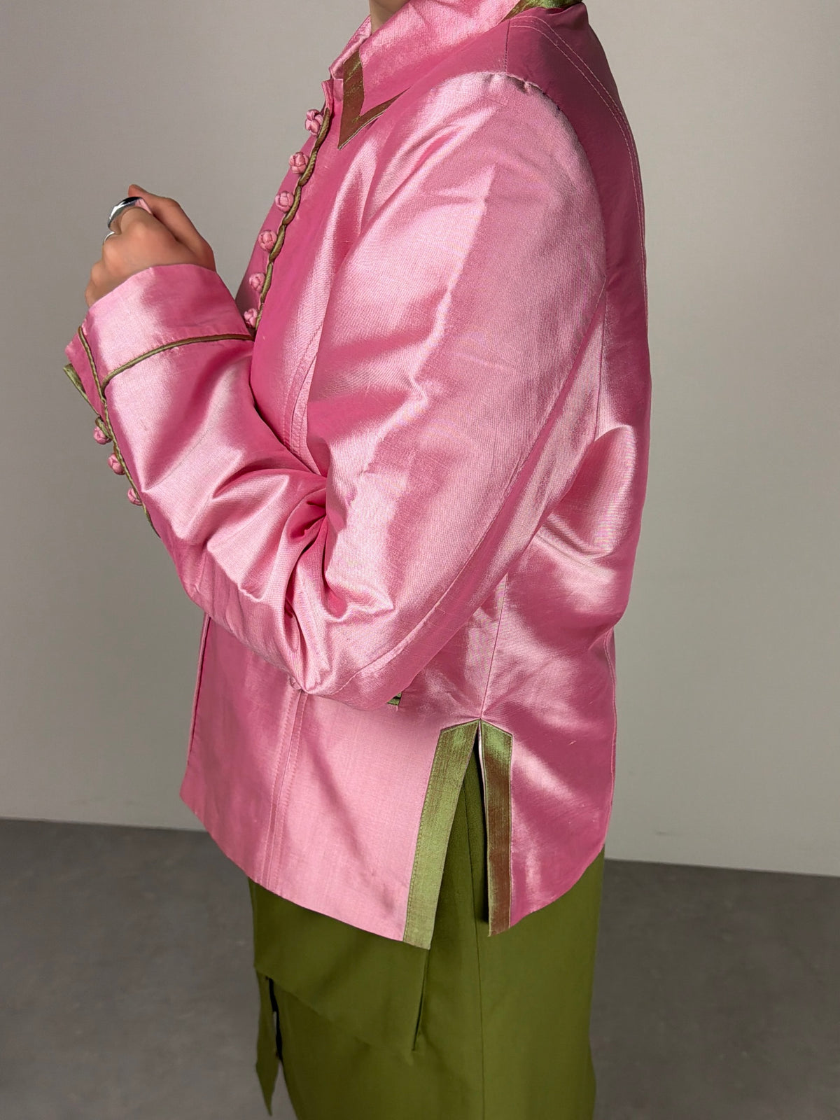 Giacchino in shantung di seta rosa