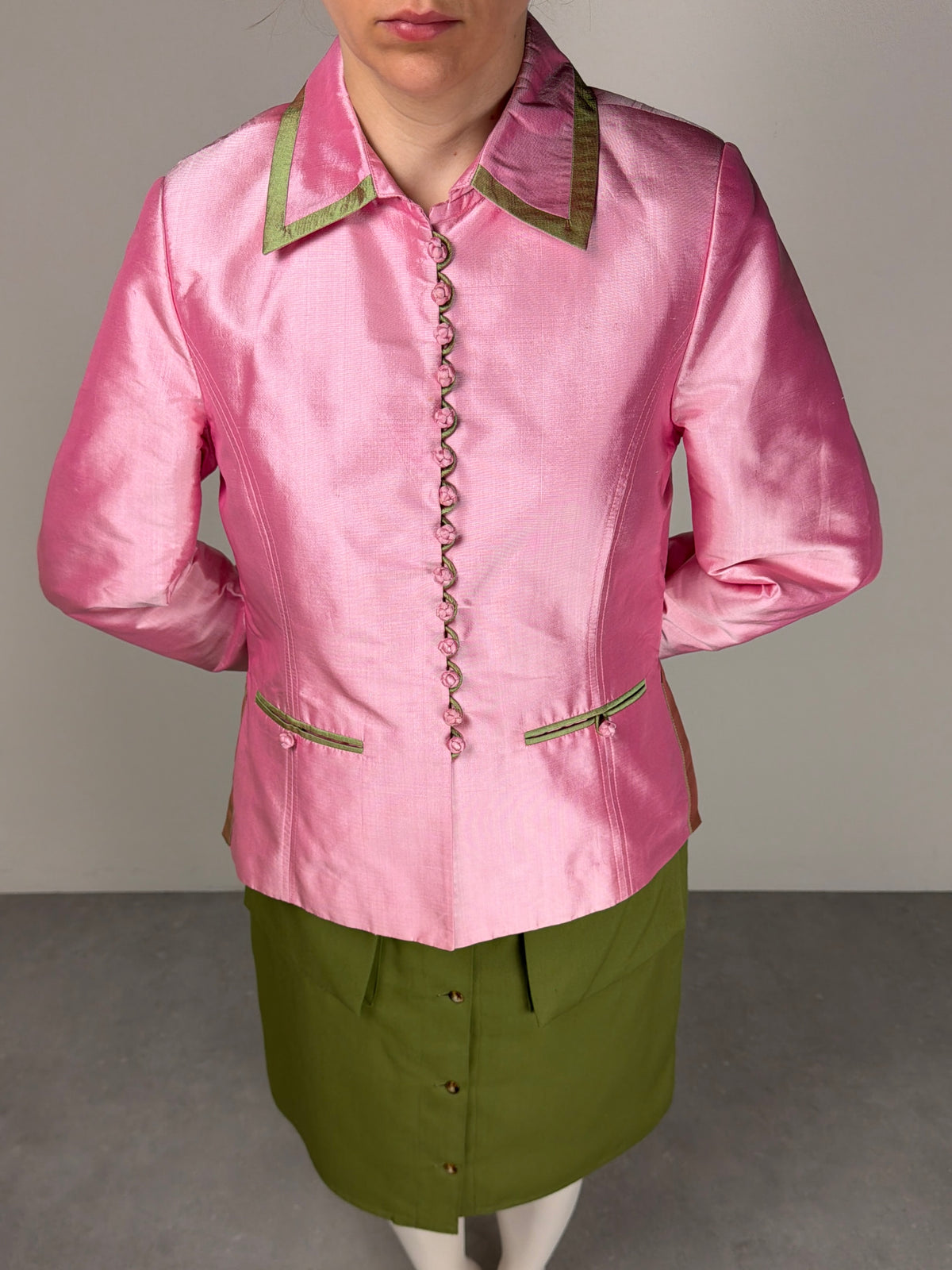 Giacchino in shantung di seta rosa