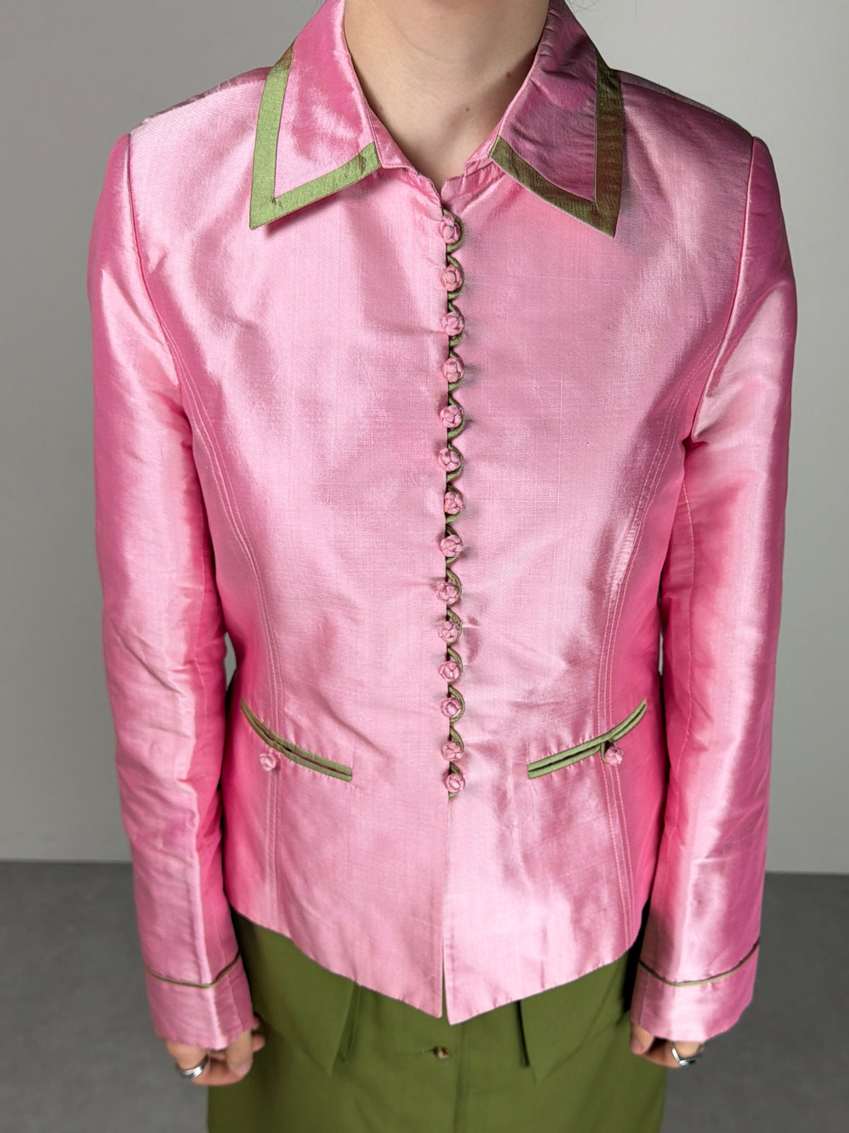 Giacchino in shantung di seta rosa
