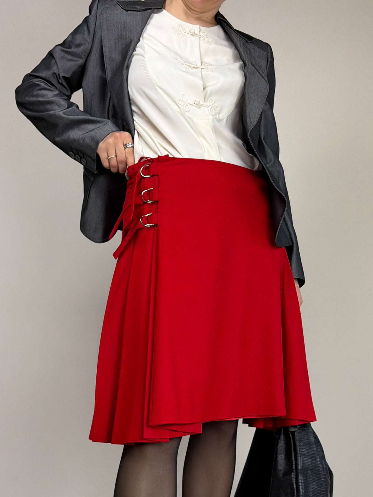 JIL SANDER gonna in lana con pieghe laterali