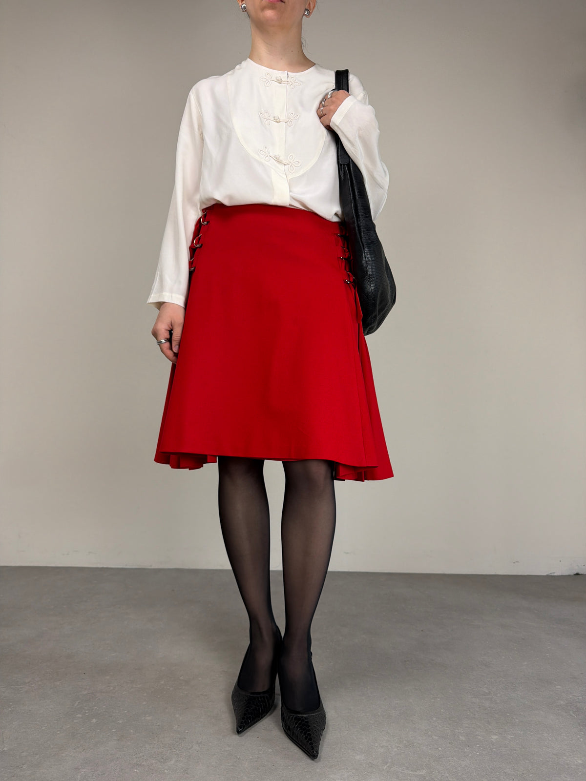 JIL SANDER gonna in lana con pieghe laterali