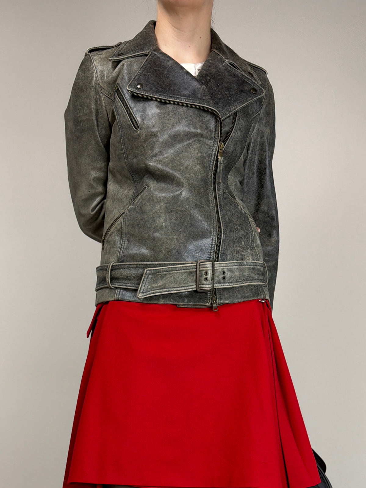 Chiodo vintage made in Italy in vera pelle effetto distressed