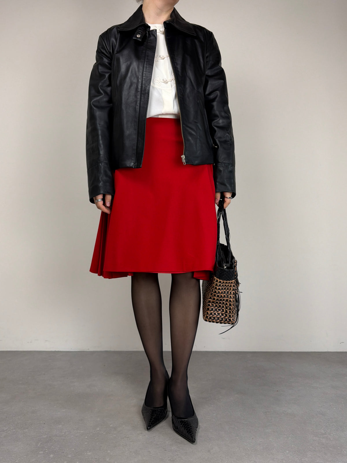 Giacca vintage in vera pelle nera