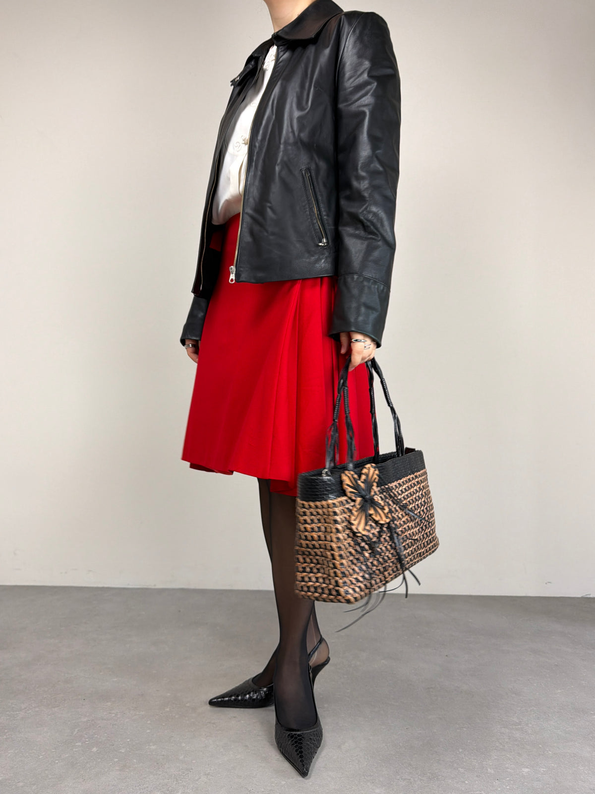 Giacca vintage in vera pelle nera