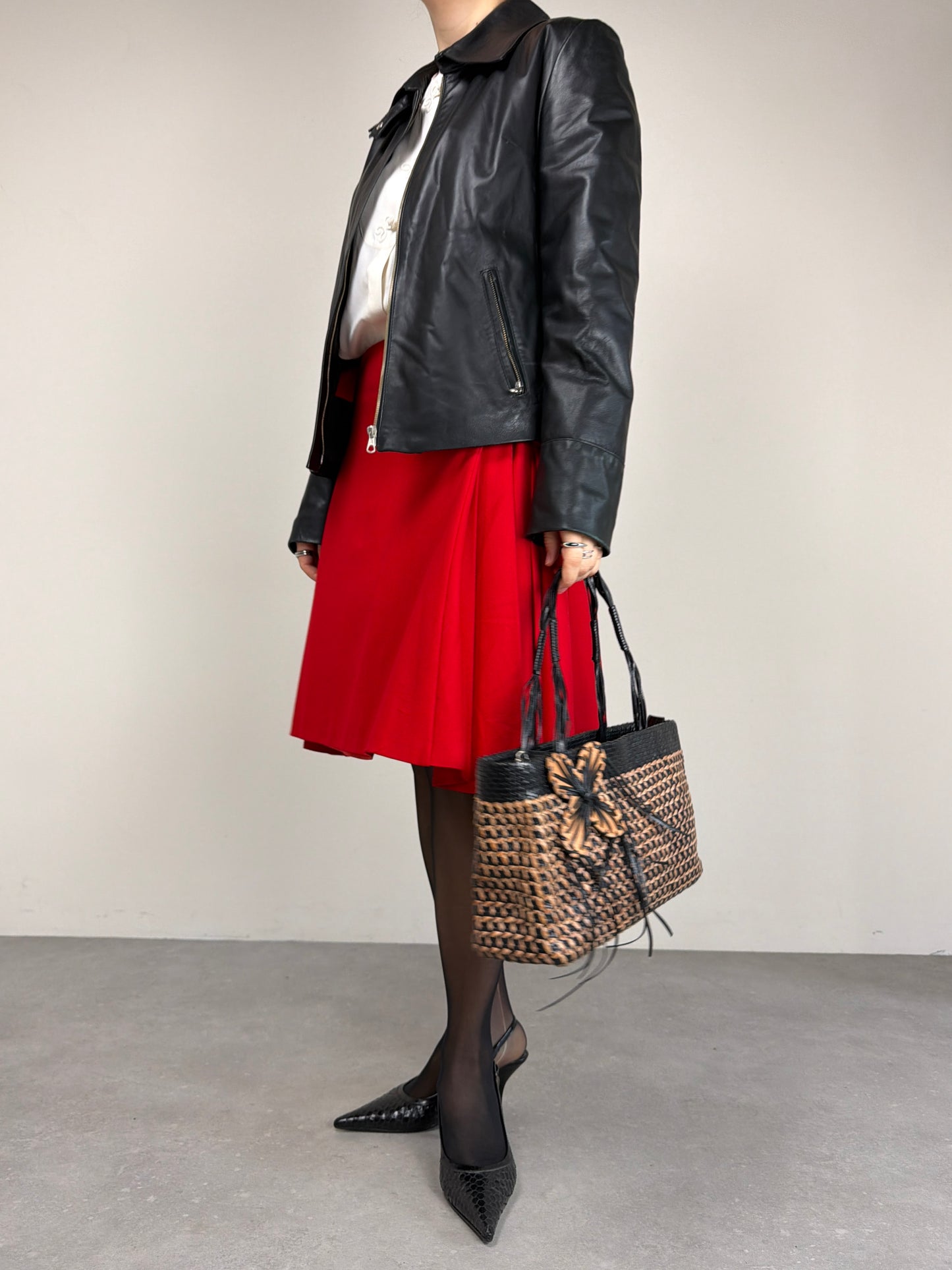 Borsa vintage in vera pelle intrecciata