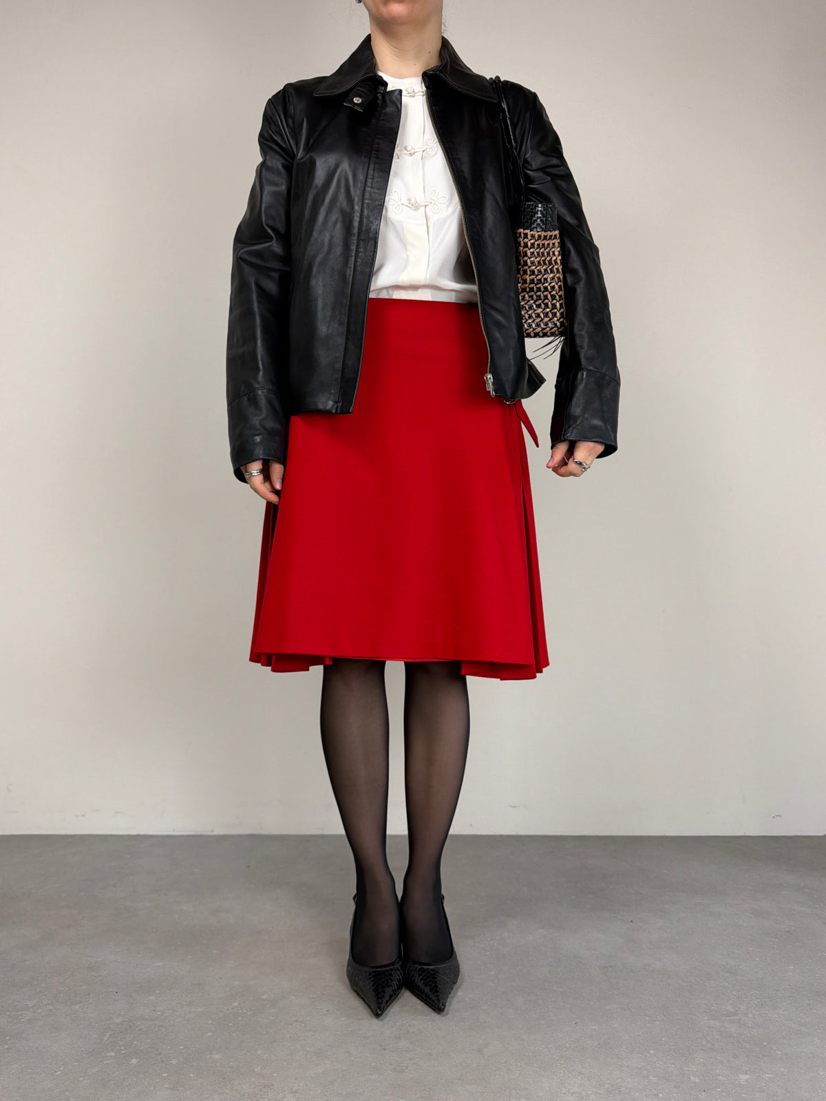 Giacca vintage in vera pelle nera