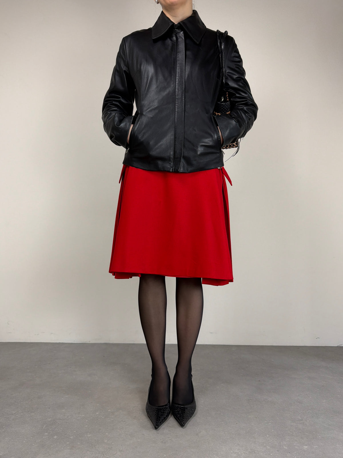 Giacca vintage in vera pelle nera